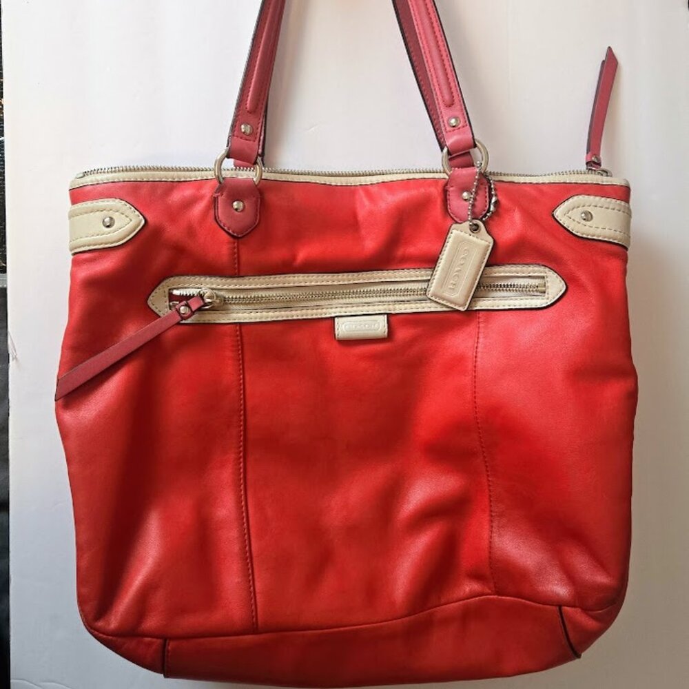 Coach Daisy Spectator Leather Tote F23922‎ SV/Vermillion